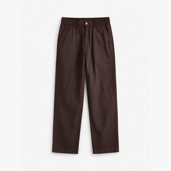 Belugga Linen Trouser, Button Waist — Dark Brown