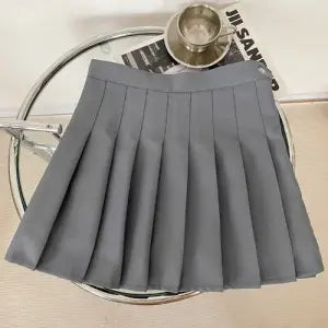 Grey High Waist Pleated Skirt