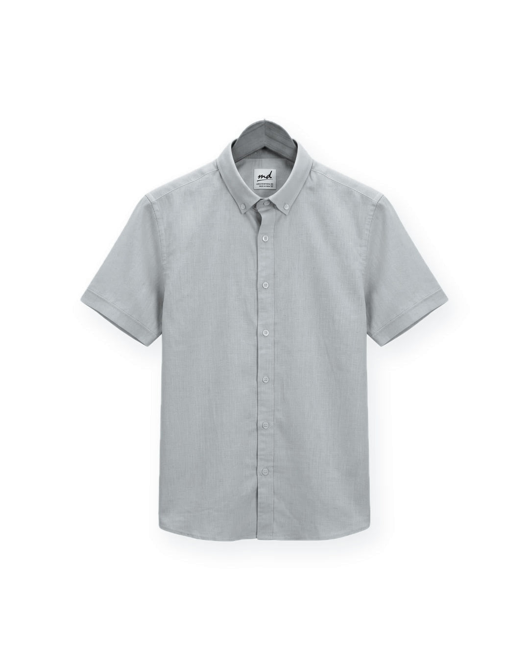 Short Sleeve Linen Shirt — Light Grey