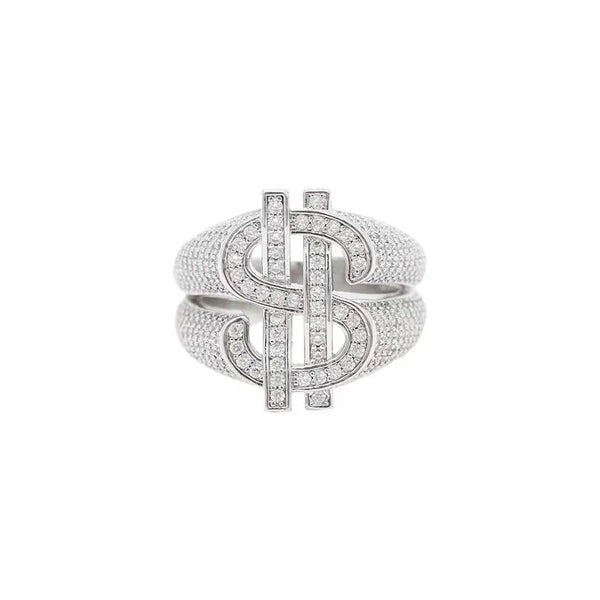 Iced-Out Dollar Sign Ring