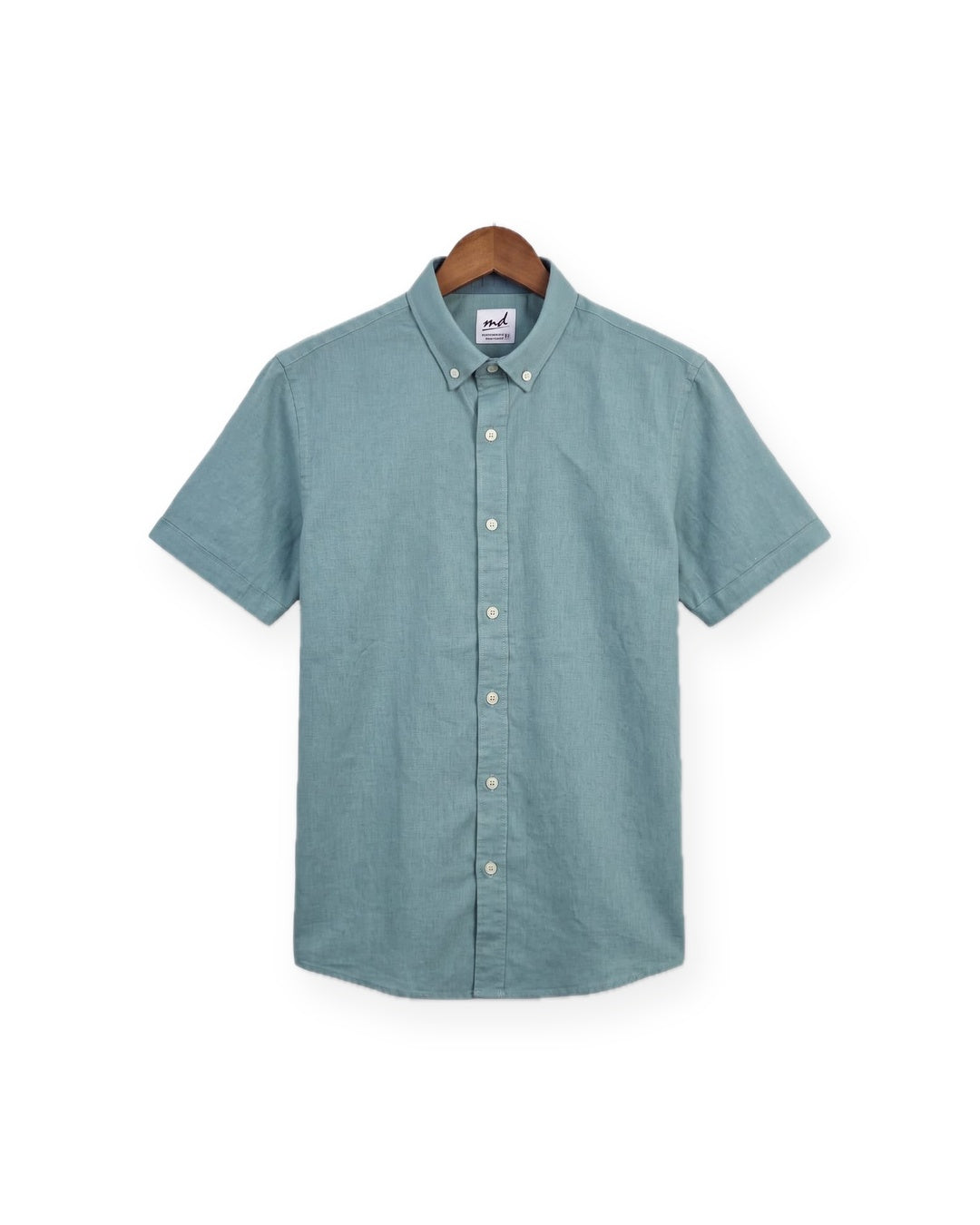 Short Sleeve Linen Shirt — Teal