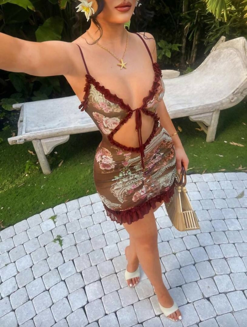 Ruffle strep mini dress