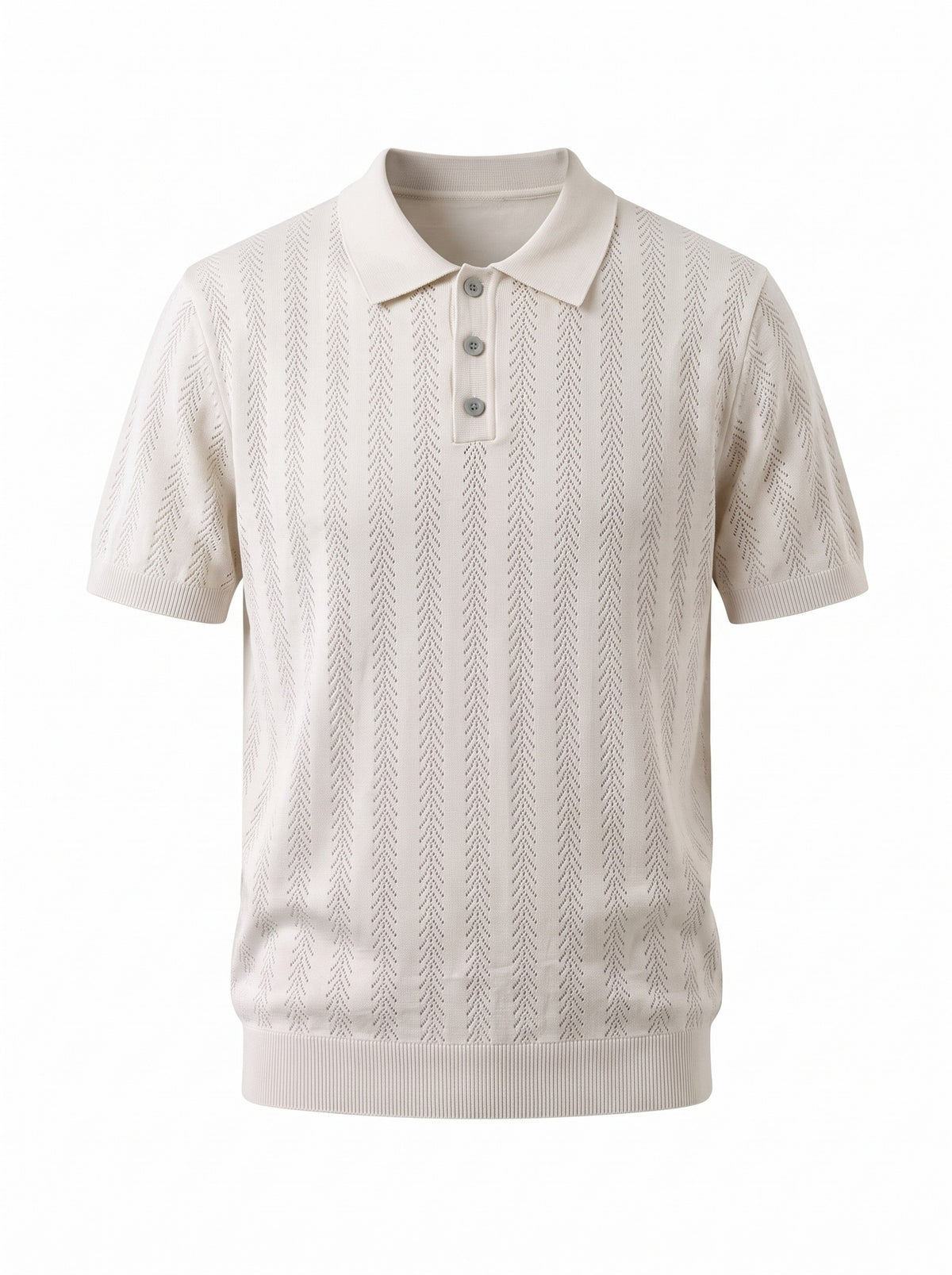 Pointelle Knit Polo — White