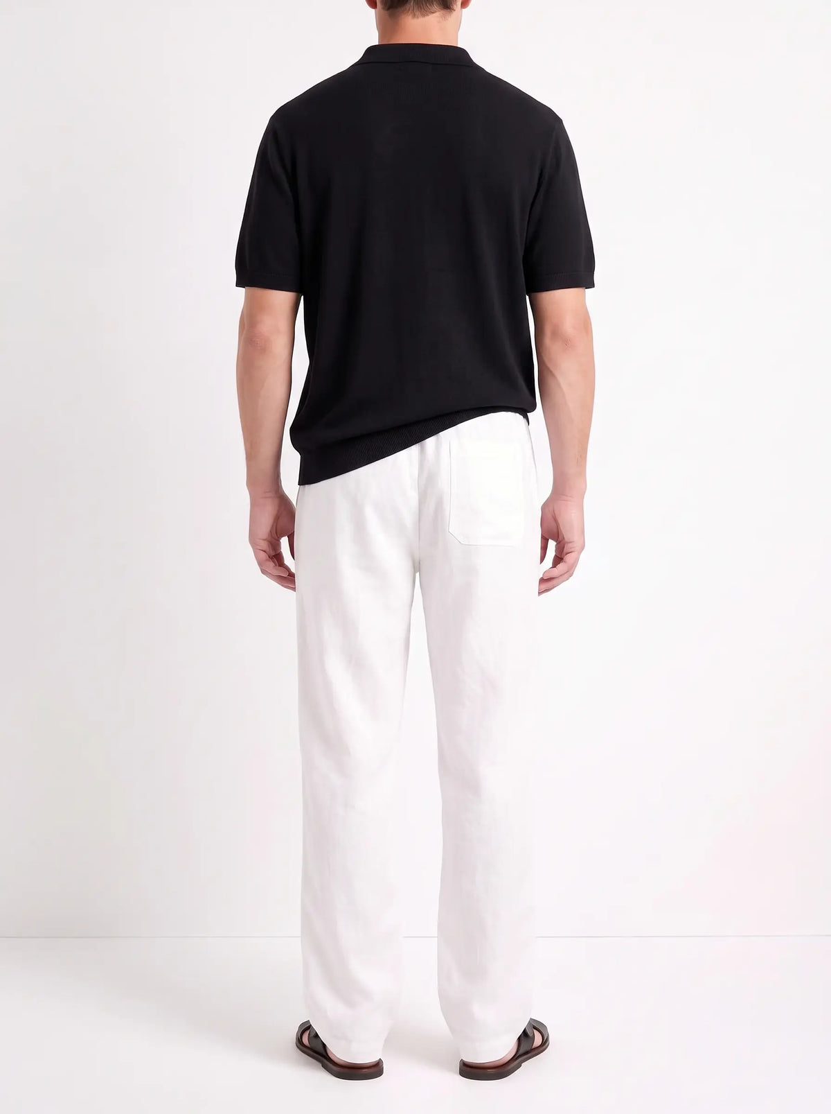 Heritage Linen Trouser — White — worn by the model, back (relaxed fit)