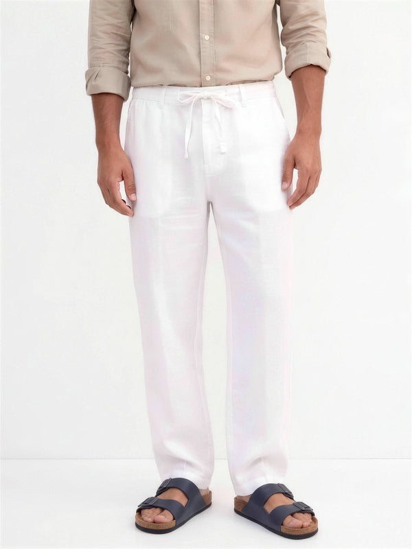 Heritage Linen Trouser — White, relaxed fit