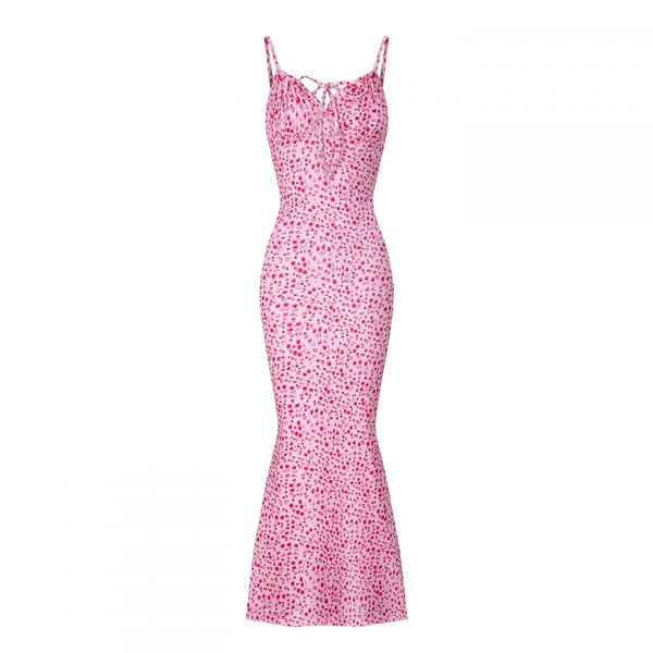 Pink Ditsy Floral Mermaid Maxi Dress