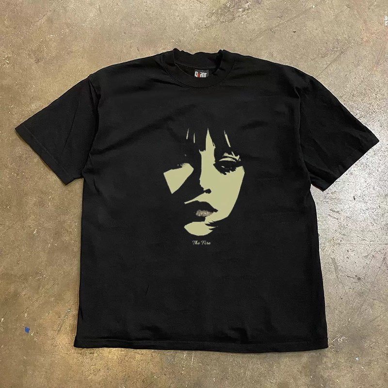 Black Face Print Heavyweight Tee