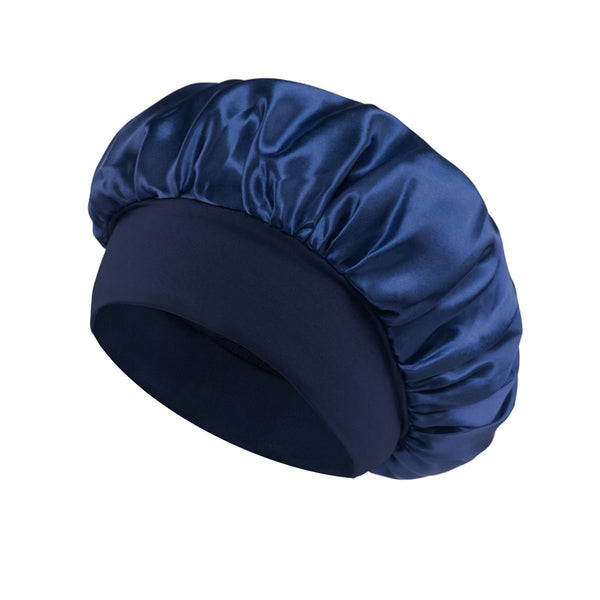 Navy Satin Sleep Bonnet