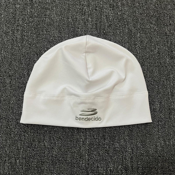 White Embroidered Letter Skull Beanie