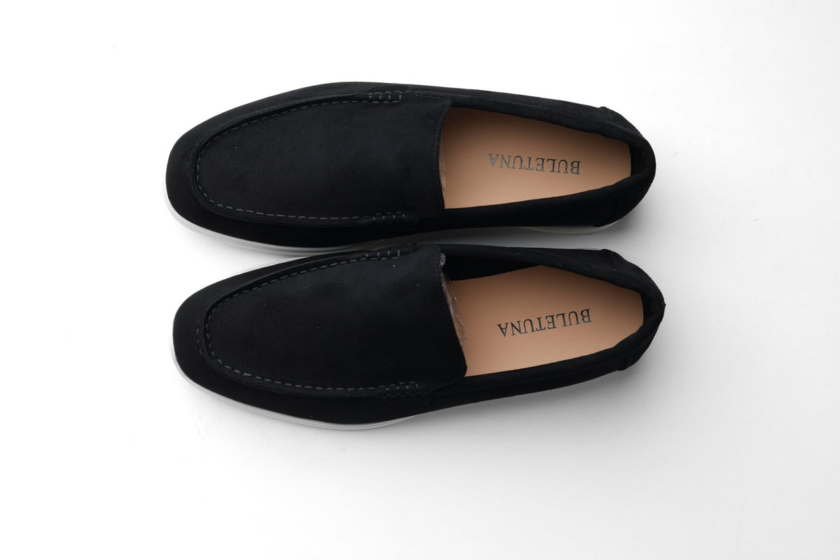 Terra Loafer — Black Suede, white sole top