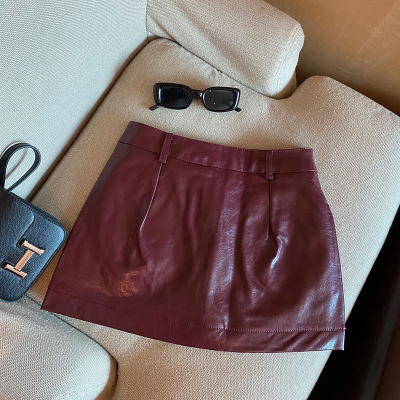 Leather mini skirt