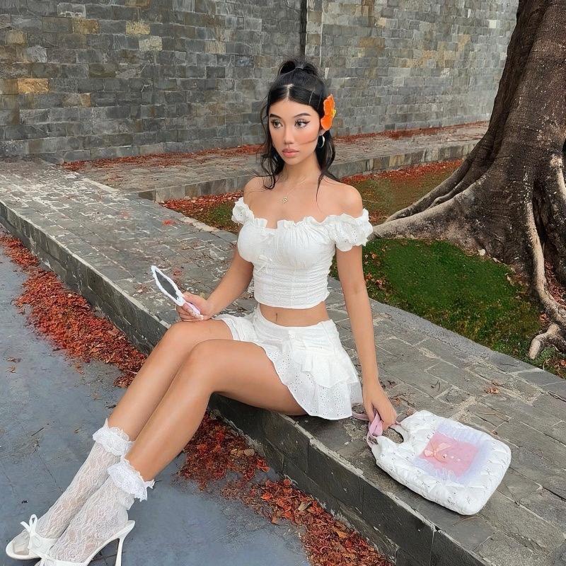 Eyelet ruffle co-ord set