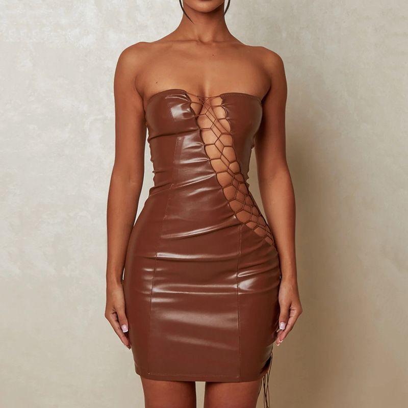 Leather lace dress