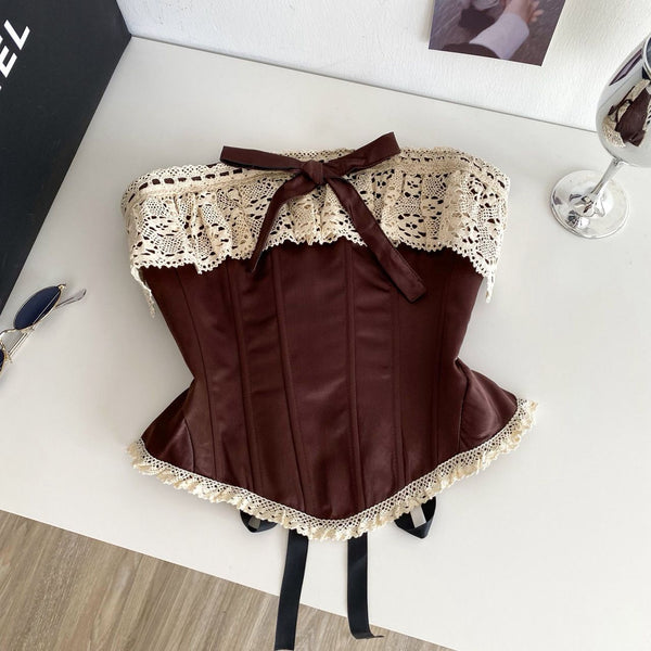 Raffle lace strapless corset
