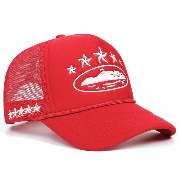 Red mesh trucker caps