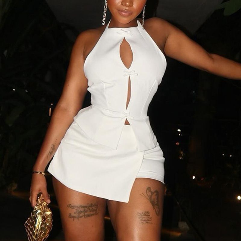 White two-piece shorts set