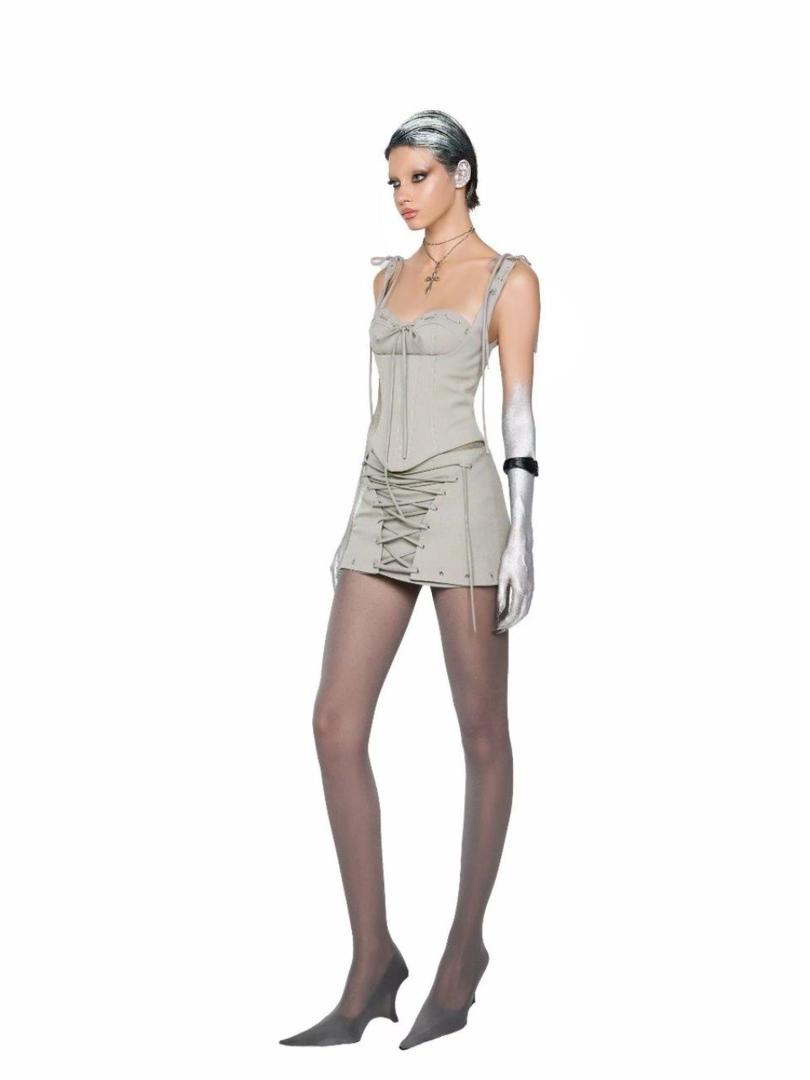 Futuristic corset set with lace