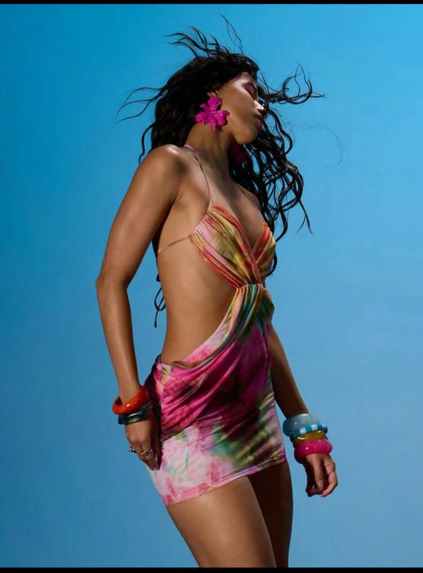 Rainbow backless dress