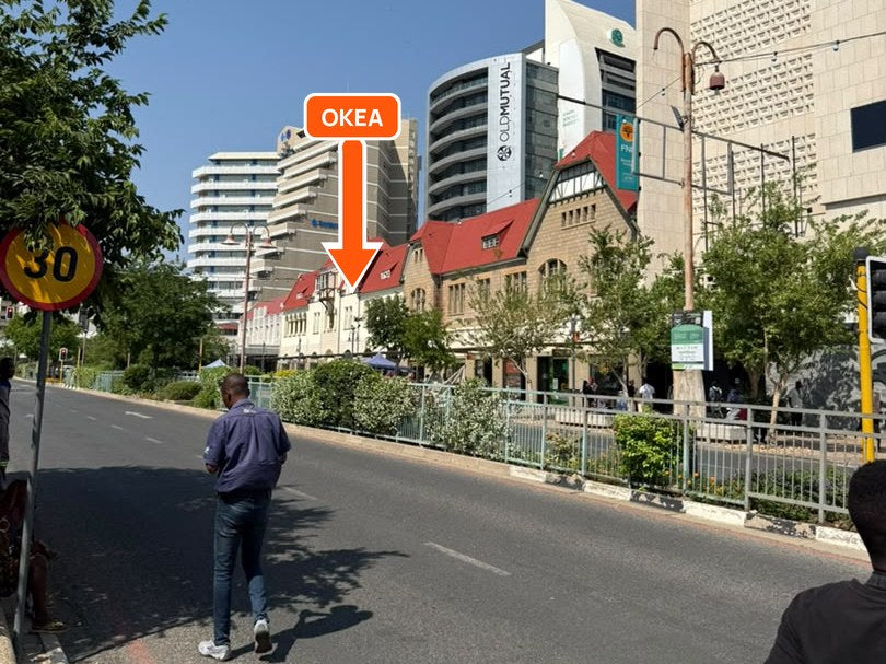 Independence Avenue with the red-roofed buildings ahead
