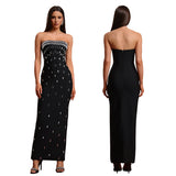Luxury rhinestones slit strapless dress