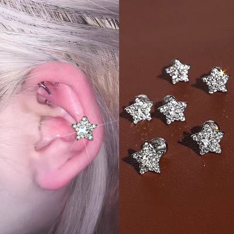 Silver Crystal Flower Ear Cuff
