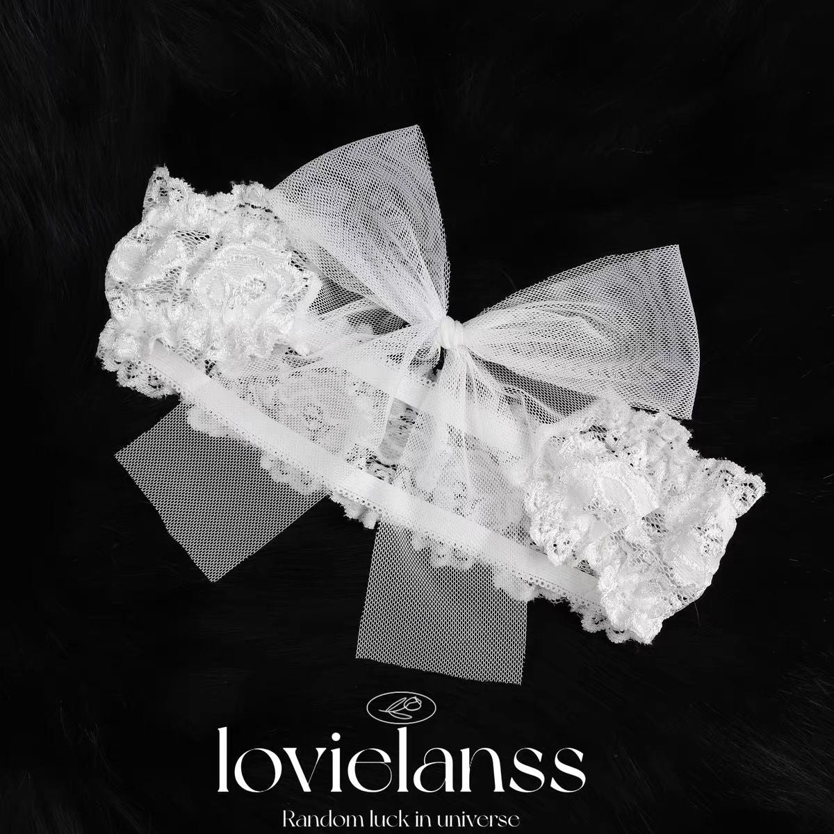 White Lace rose garter