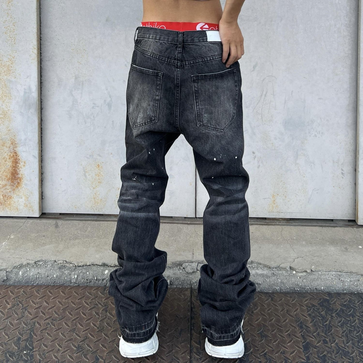 Stacked Black Denim Jeans