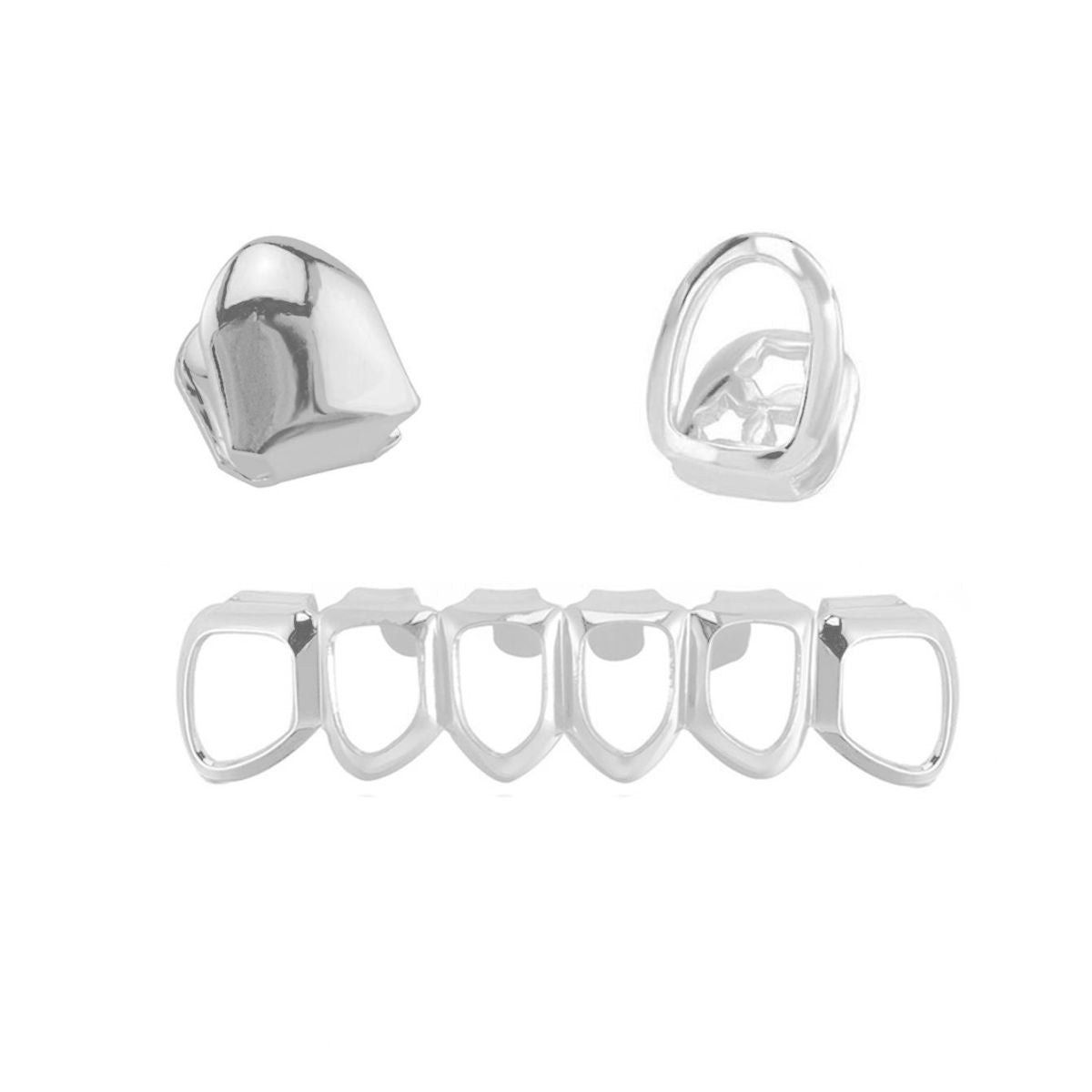 silver grillz set (top & bottom teeth)