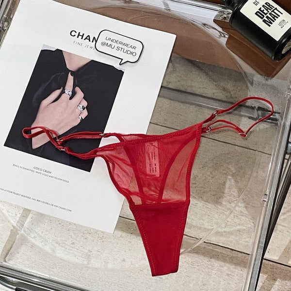 Red mesh thong