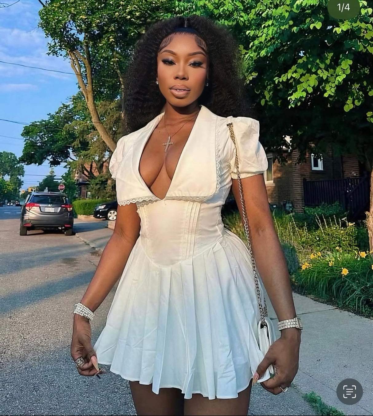 White collar dress