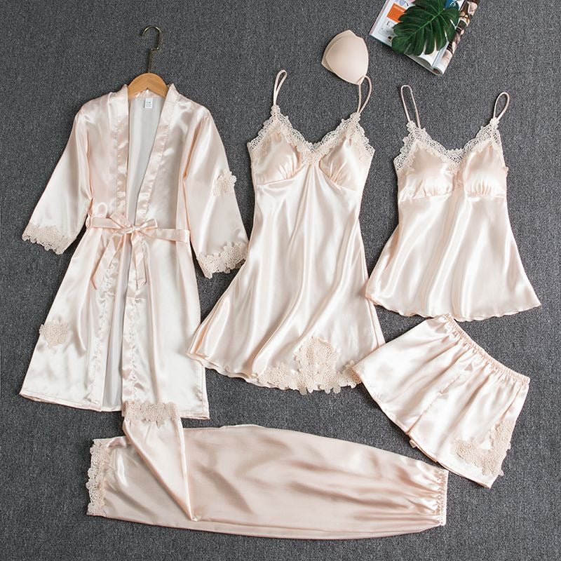 5-Piece Silk Pajamas Set