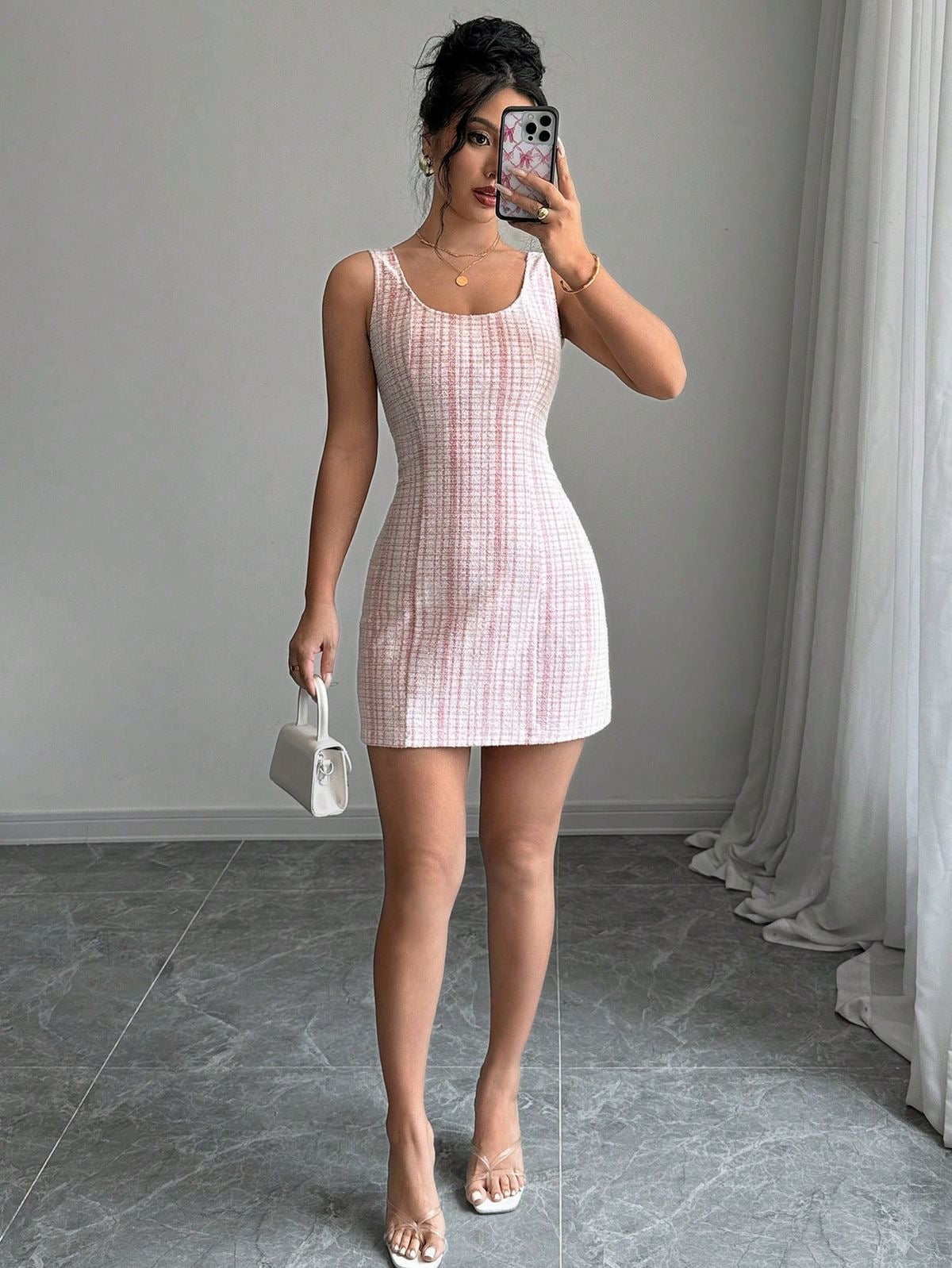 Pink checkered dress