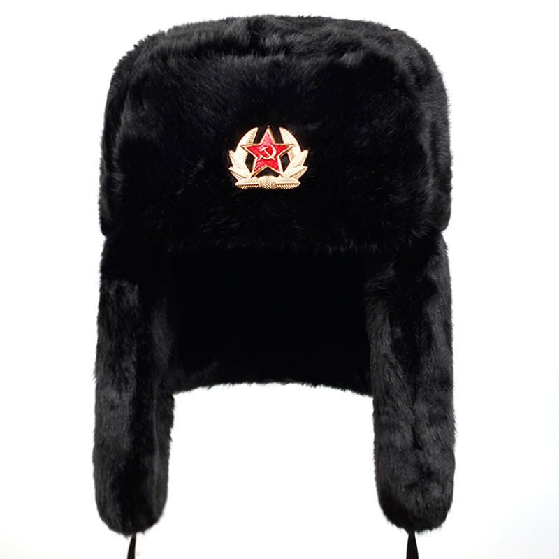 Black Fur Ushanka Hat