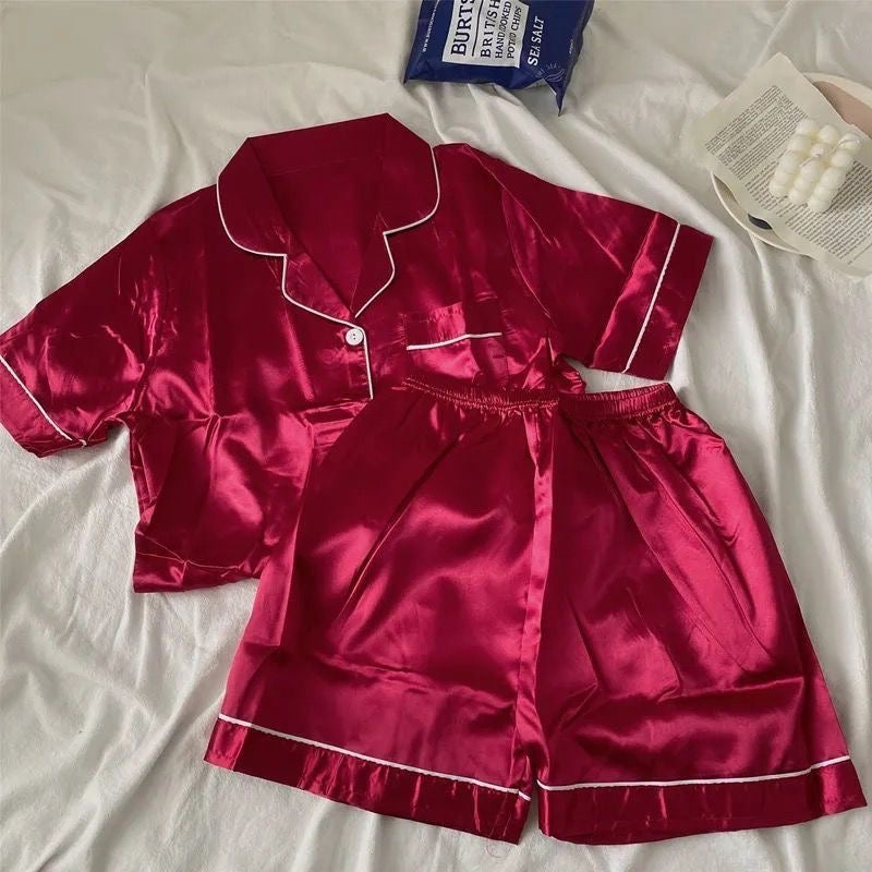 plain satin pj set
