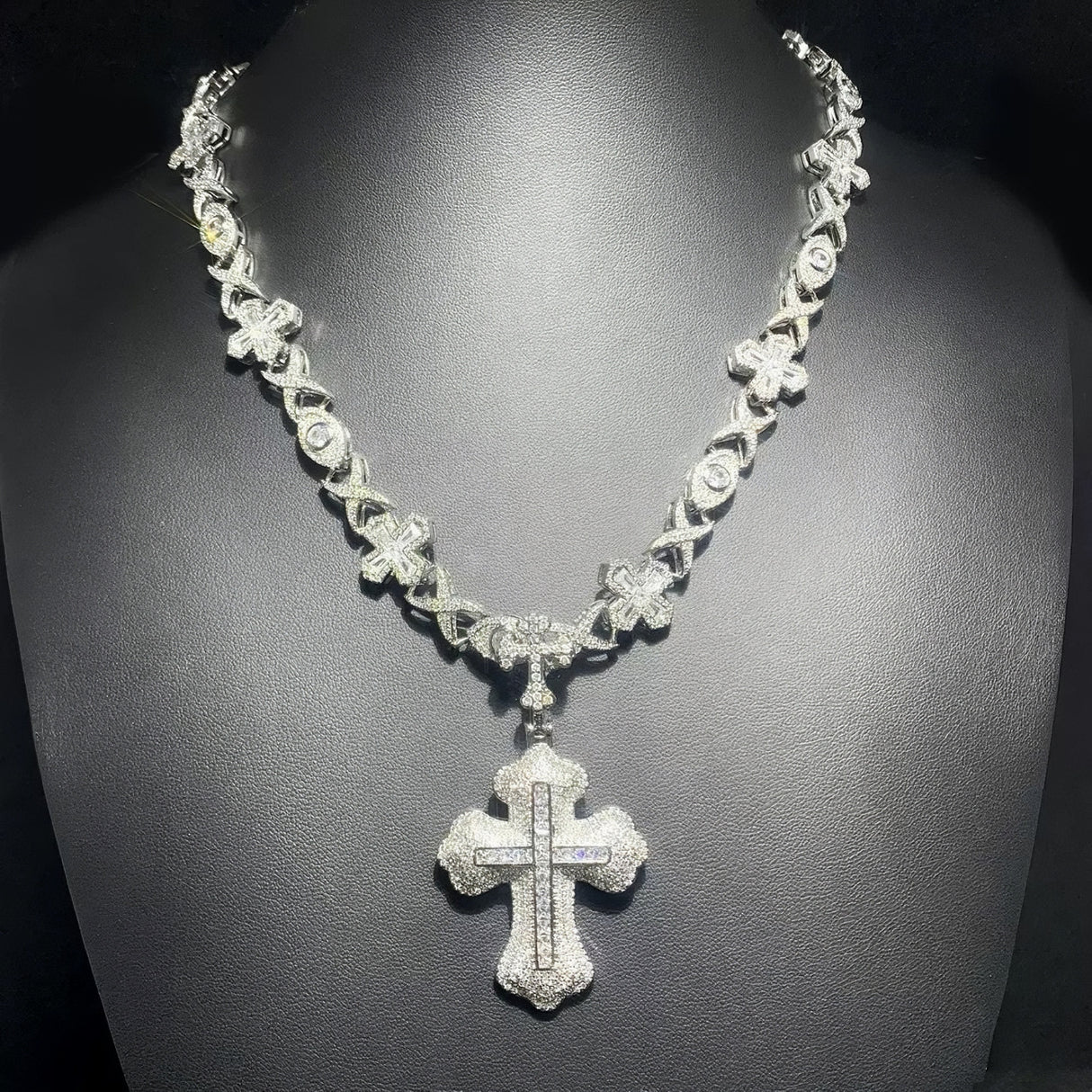 Silver cross knot necklace