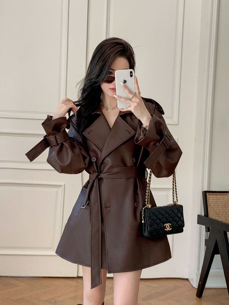 Faux Leather Coat