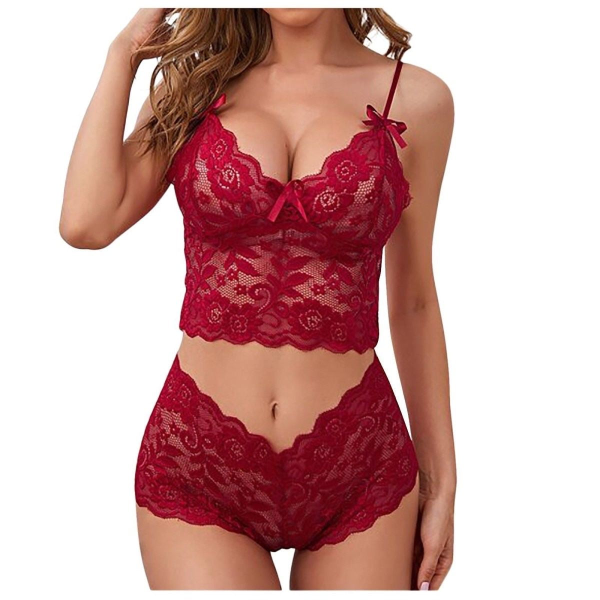 Bold Red Lace Bra and Panty Set