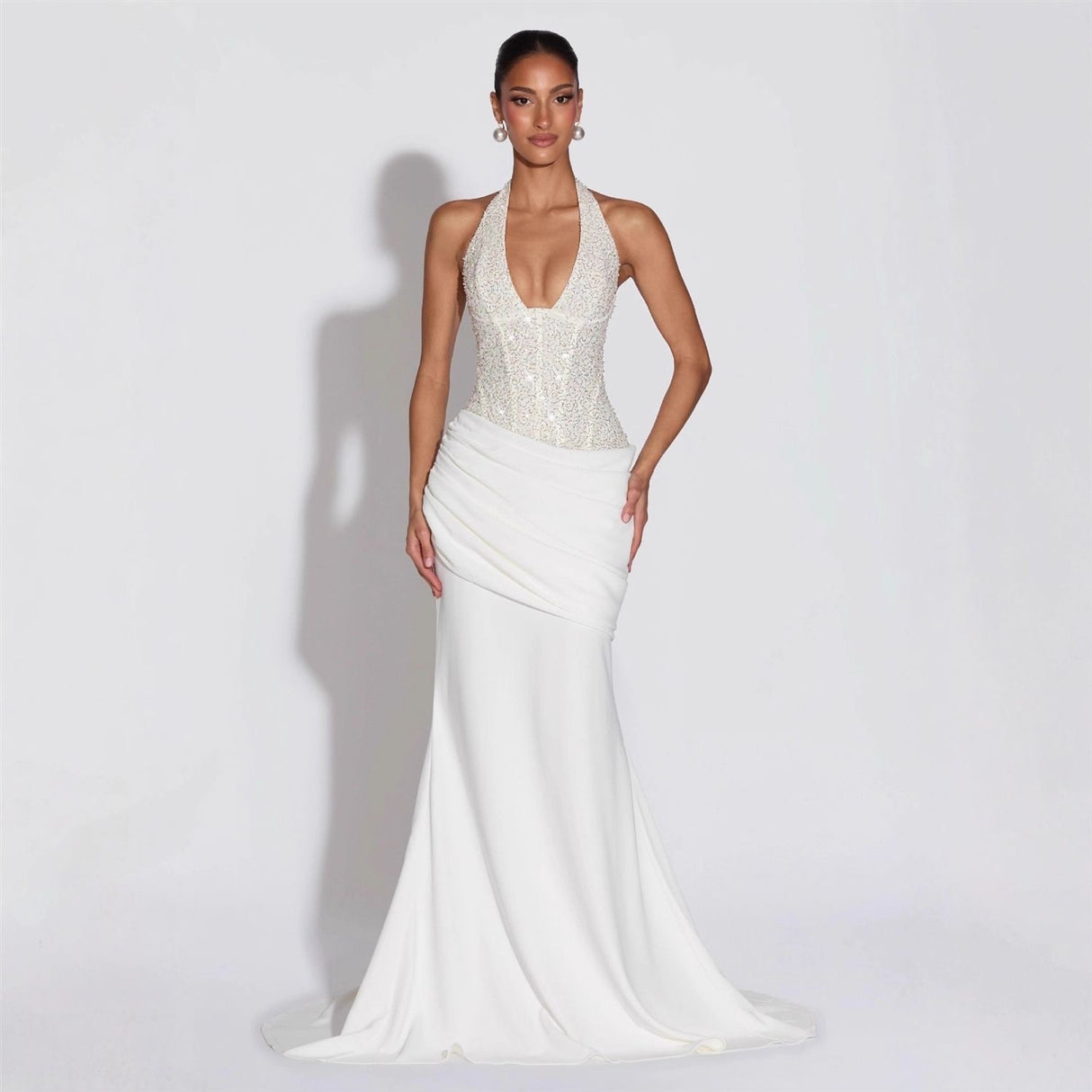 White Halter Mermaid Dress