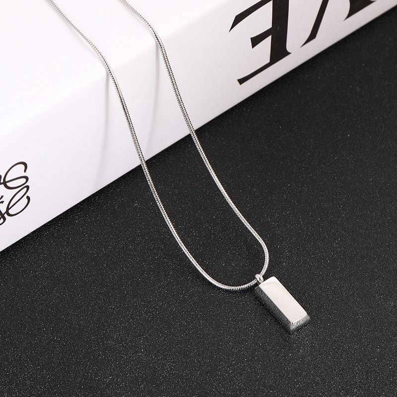 Silver brick necklace