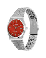Silver casio red dial