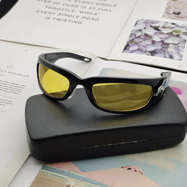 Black & White Sport Shades with Yellow Lenses