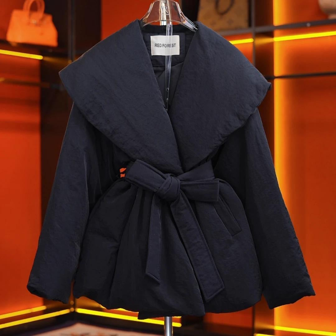 Waist-tie coat