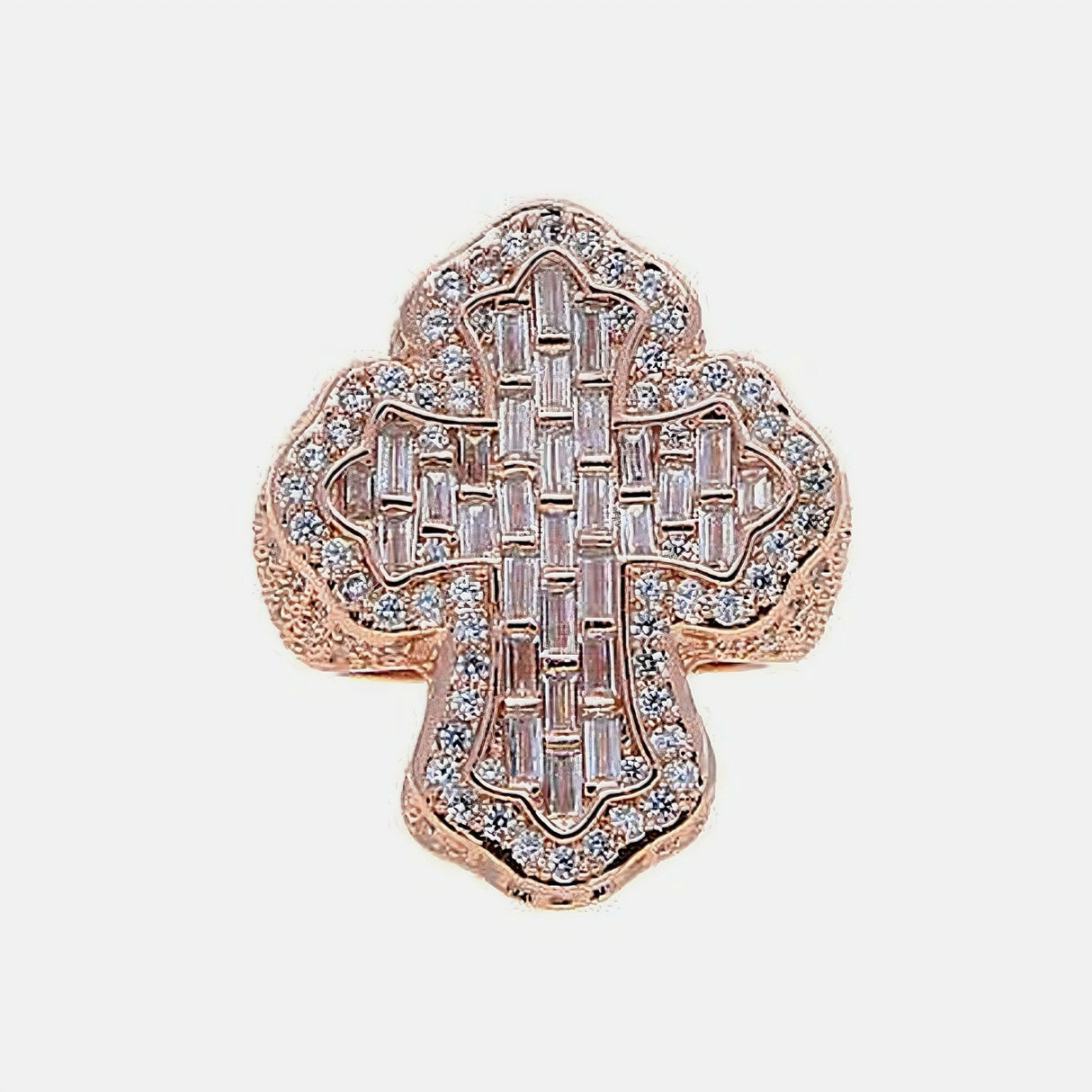 Cross iced out ring