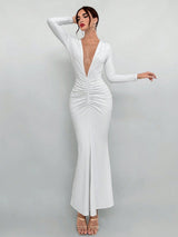 White long scrunchi dress