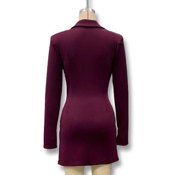 Maroon sculpted Blazer Dress