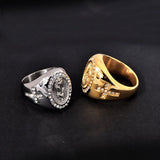 Virgin Mary & Cross Oval Signet Ring