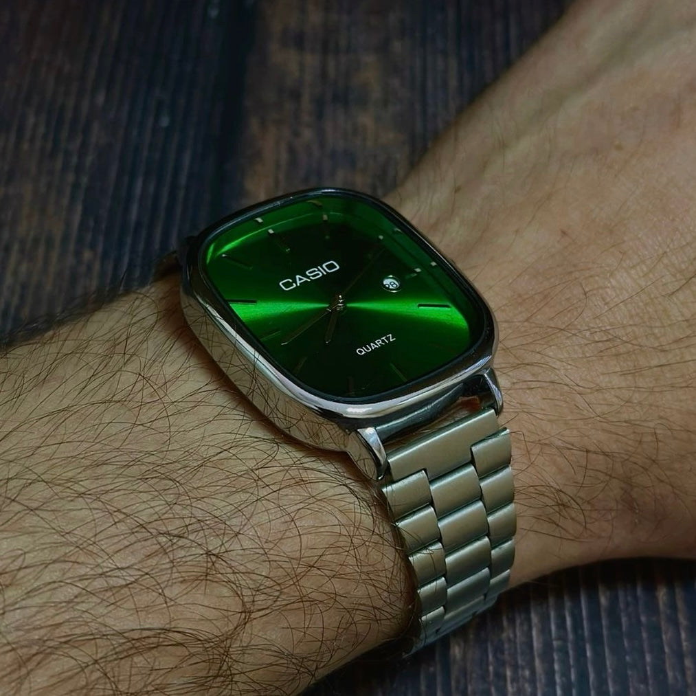 Green & Silver Casio watch