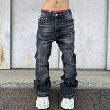 Stacked Black Denim Jeans