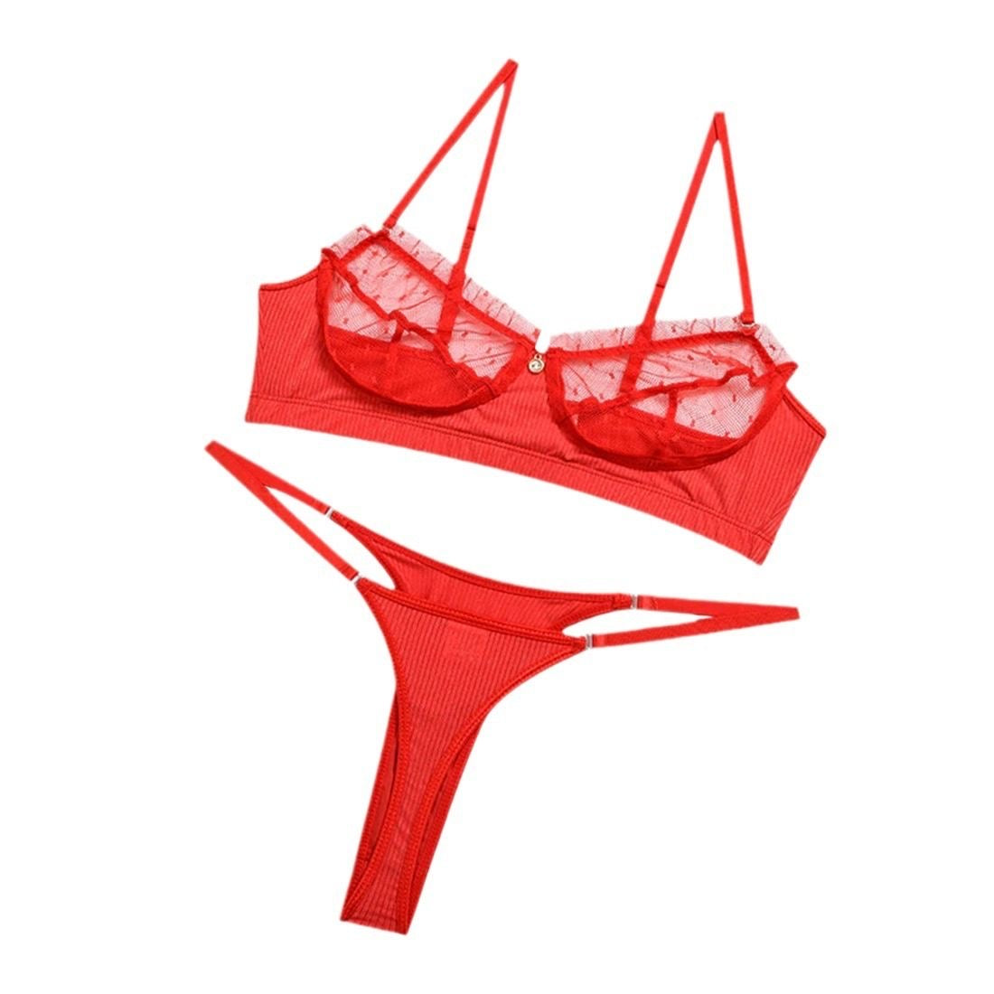 Red cotton lingerie set