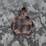Vintage Brown Cropped Hoodie